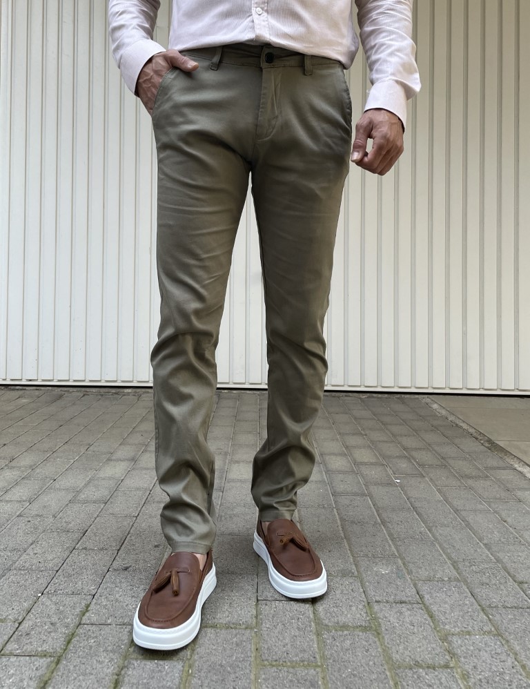 Ανδρικό χακί υφασμάτινο Chinos παντελόνι Ben Tailor 0285K